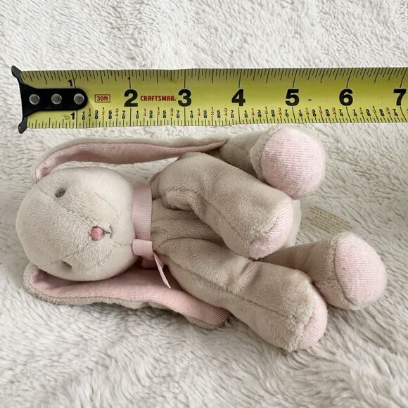 Carrots Bunnies By The Bay Little Loops Bunny Rabbit 6” Tan Pink Ribbon Plush - Picture 6 of 6